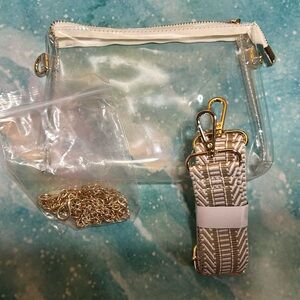 Clear Crossbody Bag with Gold Chain and Strap